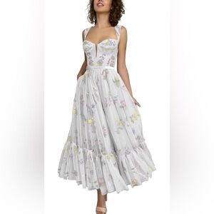 Brand new white embroidered dress | corset top spaghetti straps | size 18